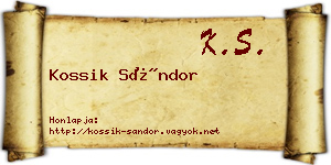 Kossik Sándor névjegykártya