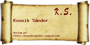 Kossik Sándor névjegykártya