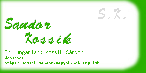 sandor kossik business card