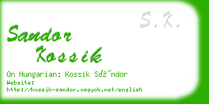 sandor kossik business card